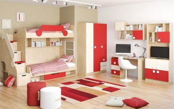 Детская комната Бэрри (Бежевый/Красный/корпус Клен) в Канске - kansk.mebel54.com | фото