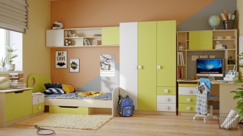 Детская комната Эппл (Зеленый/Белый/корпус Клен) в Канске - kansk.mebel54.com | фото