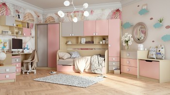 Детская комната Грэйси (Розовый/Серый/корпус Клен) в Канске - kansk.mebel54.com | фото