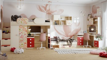 Детская комната Ретвит (Бежевый/Красный/корпус Клен) в Канске - kansk.mebel54.com | фото