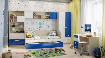 Детская комната Скай Люкс (Синий/Белый/корпус Клен) в Канске - kansk.mebel54.com | фото