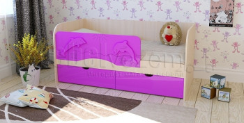 Друзья Кровать детская 2 ящика 1.6 Фиолетовый глянец в Канске - kansk.mebel54.com | фото