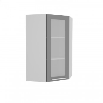 Капри ВПУС 550 шкаф верхний угловой со стеклом высокий (Камень темный/корпус Серый) в Канске - kansk.mebel54.com | фото