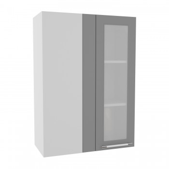 Капри ВПУС 650 шкаф верхний угловой со стеклом высокий (Камень темный/корпус Серый) в Канске - kansk.mebel54.com | фото