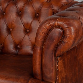 Кресло кожаное Лофт Честер-Нью (Коричневый, Рыжий) в Канске - kansk.mebel54.com | фото