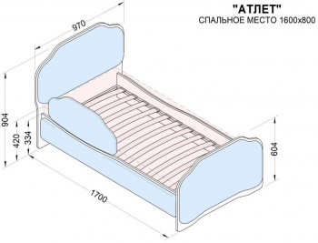 Кровать 160 Атлет 29 Синий (мягкий бортик) в Канске - kansk.mebel54.com | фото