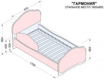 Кровать 160 Гармония 32 Фиолетовый (мягкий бортик) в Канске - kansk.mebel54.com | фото
