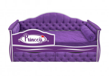 Кровать 160 серии Иллюзия 2 ящика 32 Фиолетовый (мягкие боковые накладки/подушка валик) в Канске - kansk.mebel54.com | фото
