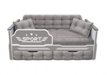 Кровать 160 серии Спорт 2 ящика 45 Серый (подушки) в Канске - kansk.mebel54.com | фото