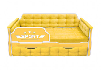 Кровать 160 серии Спорт 2 ящика 74 Жёлтый (мягкие боковые накладки) в Канске - kansk.mebel54.com | фото