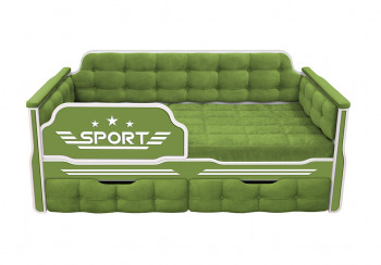 Кровать 160 серии Спорт 2 ящика 76 Зелёный (мягкие боковые накладки) в Канске - kansk.mebel54.com | фото
