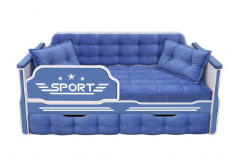Кровать 160 серии Спорт 2 ящика 85 Синий (подушки) в Канске - kansk.mebel54.com | фото