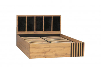 Кровать 1600 Либерти (дуб вотан/черный/велюр монако черный/ортопед/51.19) в Канске - kansk.mebel54.com | фото