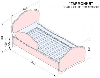 Кровать 170 Гармония 33 Сиреневый (мягкий бортик) в Канске - kansk.mebel54.com | фото