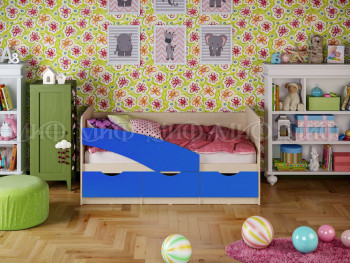 Кровать Бабочки 1,6м (Синий матовый) в Канске - kansk.mebel54.com | фото