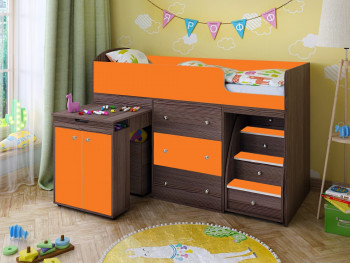 Кровать-чердак Малыш 1800 Бодего/Оранжевый в Канске - kansk.mebel54.com | фото