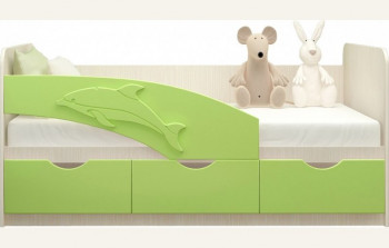 Кровать детская 1,6м Дельфин (Салатовый металлик) в Канске - kansk.mebel54.com | фото