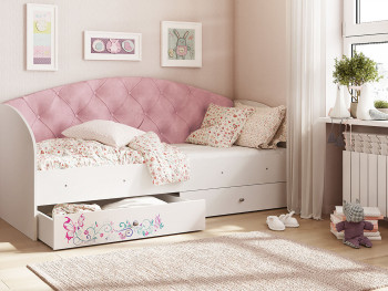 Кровать детская Эльза Белый/Розовый в Канске - kansk.mebel54.com | фото