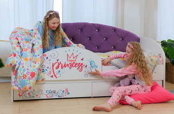Кровать детская Эльза с бортиком Принцесса Белый/Фиолетовый в Канске - kansk.mebel54.com | фото