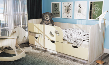 Кровать детская Минима Лего 1,86м с ящиками (дуб атланта/крем) в Канске - kansk.mebel54.com | фото