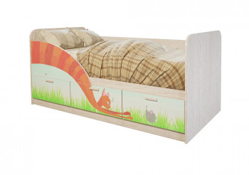 Кровать детская Минима Лего 1,86м с ящиками (дуб атланта/лиловый сад) в Канске - kansk.mebel54.com | фото