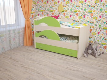 Кровать детская Радуга 1600 Млечный дуб/Салатовый в Канске - kansk.mebel54.com | фото