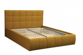 Кровать "Диана" ш. 1400 (Н=1010мм) (жаккард горчица) в Канске - kansk.mebel54.com | фото