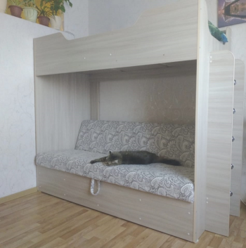 Кровать двухъярусная с диваном (Беленый дуб) в Канске - kansk.mebel54.com | фото