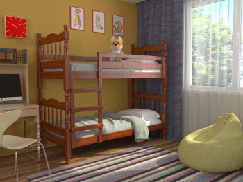 Кровать двухъярусная Соня из массива сосны 800*1890 Орех в Канске - kansk.mebel54.com | фото