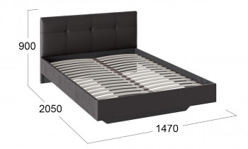 Кровать «Элис» c мягкой обивкой тип 1 Экокожа/Темно-коричневый/1400 в Канске - kansk.mebel54.com | фото
