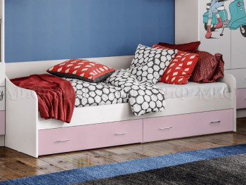 Кровать Fashion-1 Вега 0,9 м (Белый/Розовый) в Канске - kansk.mebel54.com | фото