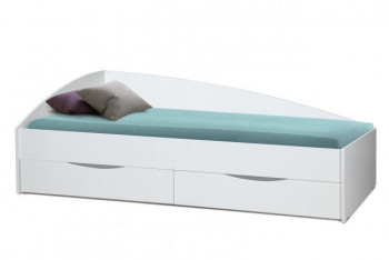 Кровать одинарная "Фея - 3" (асимметричная) (2000х900) New/(белый / белый / ДВПО белый) в Канске - kansk.mebel54.com | фото