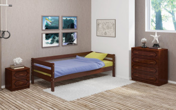 Кровать одинарная ГЛОРИЯ из массива сосны  900*2000 (Орех) в Канске - kansk.mebel54.com | фото