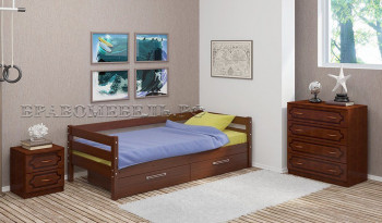 Кровать одинарная ГЛОРИЯ из массива сосны  900*2000 (Орех) в Канске - kansk.mebel54.com | фото