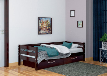 Кровать одинарная ГЛОРИЯ из массива сосны  900*2000 (Орех Тёмный) в Канске - kansk.mebel54.com | фото