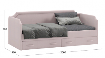 Кровать с мягкой обивкой и ящиками «Кантри» Тип 1 (900) (Велюр пудровый) в Канске - kansk.mebel54.com | фото