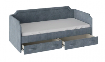 Кровать с мягкой обивкой и ящиками «Кантри» Тип 1 (900) (Замша синяя) в Канске - kansk.mebel54.com | фото