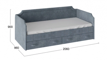 Кровать с мягкой обивкой и ящиками «Кантри» Тип 1 (900) (Замша синяя) в Канске - kansk.mebel54.com | фото