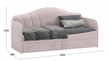 Кровать с мягкой спинкой и ящиками «Сабрина» 900 Пудровый в Канске - kansk.mebel54.com | фото