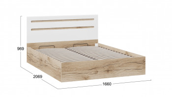 Кровать с подъемным механизмом «Фьюжн» Дуб Делано/Белый глянец в Канске - kansk.mebel54.com | фото