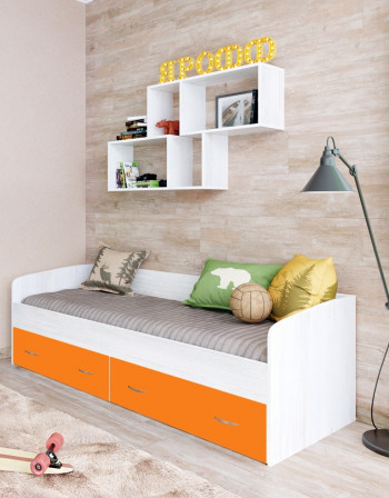 Кровать с выкатными ящиками Винтерберг/Оранжевый в Канске - kansk.mebel54.com | фото