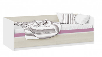 Кровать «Сканди» с 2 ящиками Дуб Гарден/Белый/Лиловый в Канске - kansk.mebel54.com | фото