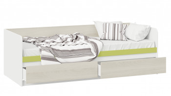 Кровать «Сканди» с 2 ящиками Дуб Гарден/Белый/Зеленый в Канске - kansk.mebel54.com | фото