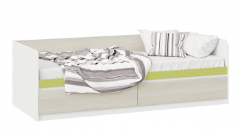 Кровать «Сканди» с 2 ящиками Дуб Гарден/Белый/Зеленый в Канске - kansk.mebel54.com | фото