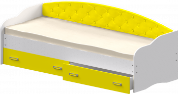Кровать Софа-7 с мягкой спинкой (800х1900) Белый/Желтый в Канске - kansk.mebel54.com | фото