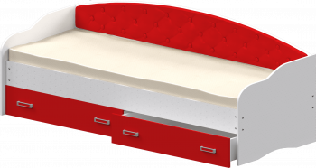 Кровать Софа-7 с мягкой спинкой (800х1900) Белый/Красный в Канске - kansk.mebel54.com | фото