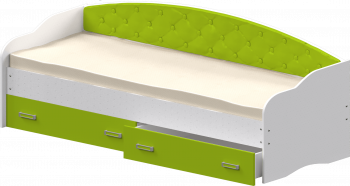 Кровать Софа-7 с мягкой спинкой (800х1900) Белый/Лайм в Канске - kansk.mebel54.com | фото