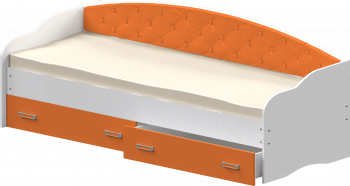 Кровать Софа-7 с мягкой спинкой (800х1900) Белый/Оранжевый в Канске - kansk.mebel54.com | фото