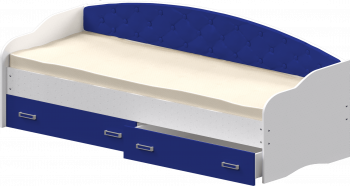 Кровать Софа-7 с мягкой спинкой (800х1900) Белый/Синий в Канске - kansk.mebel54.com | фото
