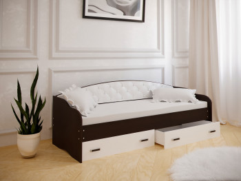 Кровать Софа-7 с мягкой спинкой (800х1900) Венге/ Белый в Канске - kansk.mebel54.com | фото